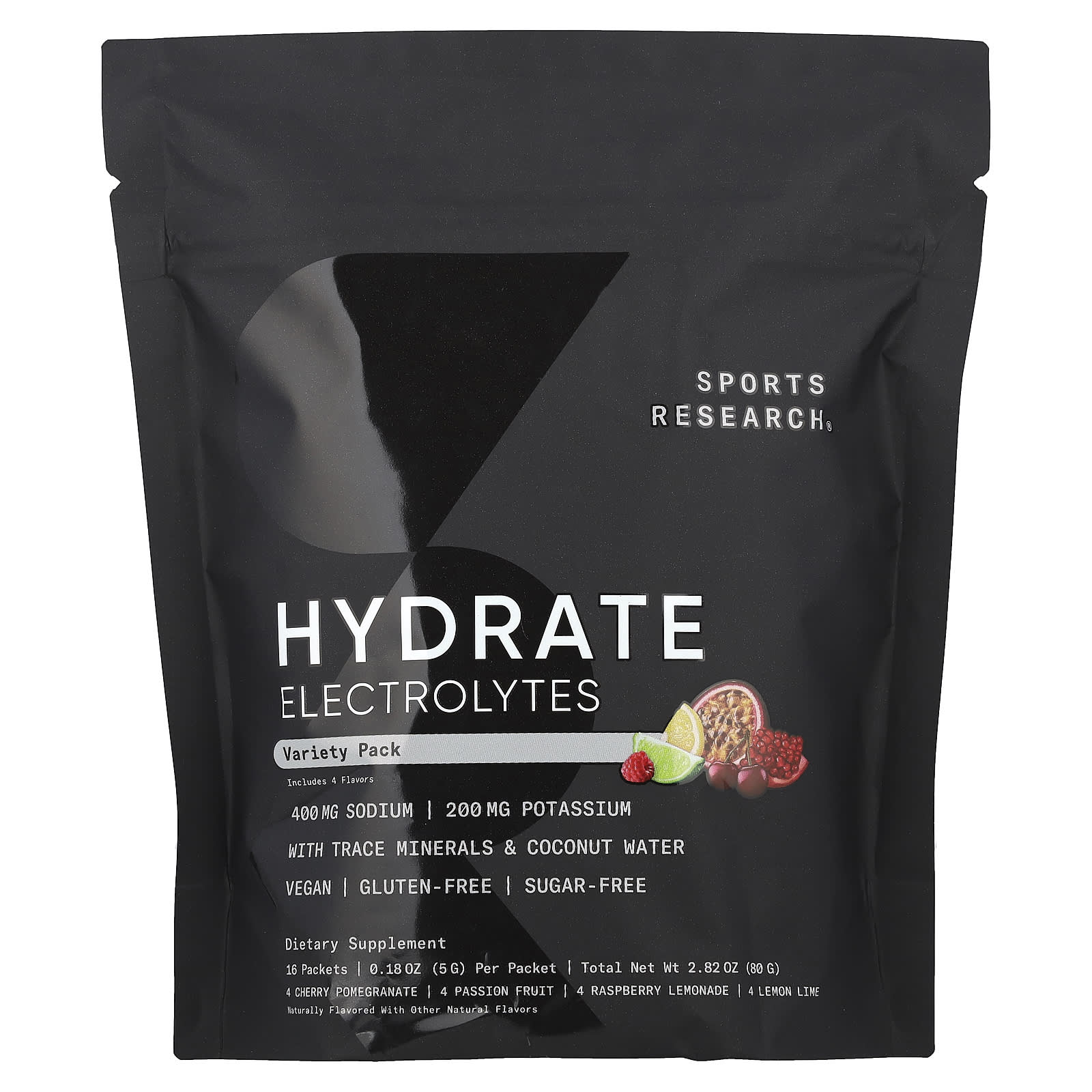 

Hydration with Electrolyte, Variety Pack, 16 Packs, 5G (0.18Oz) Each