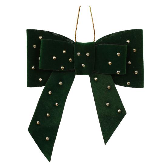 Velvet Christmas Tree Ornaments Rhinestones Heart Bow Shape Hanging Decor for Xmas Tree Window