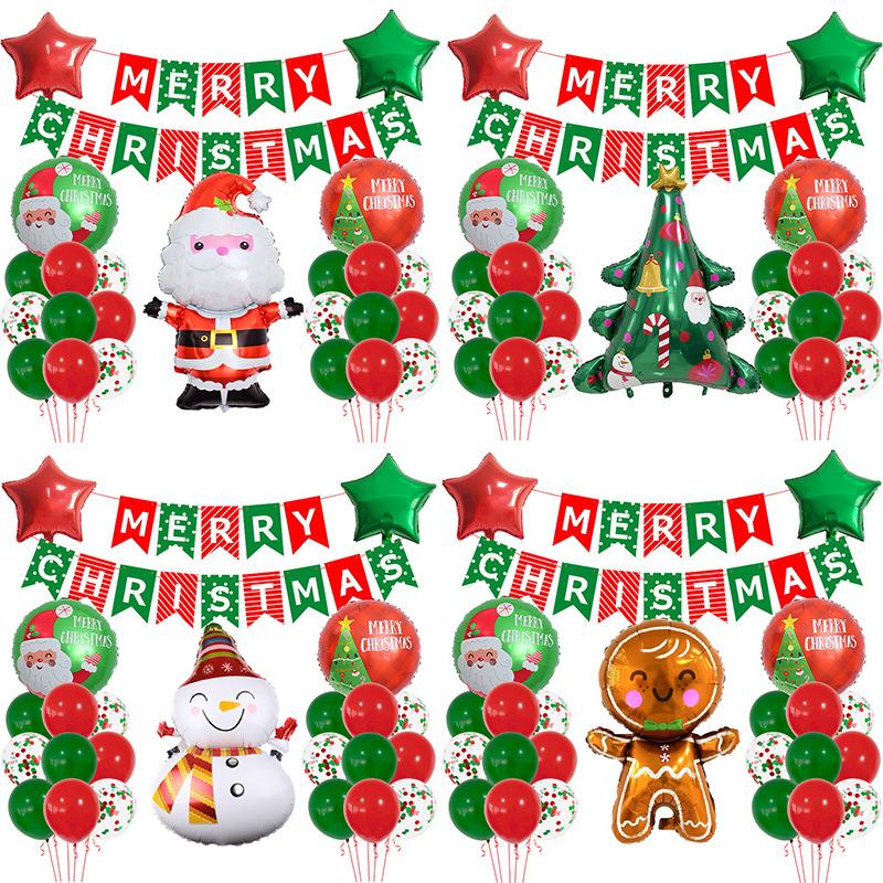 Christmas Balloon Set Gingerbread Man Themed Santa Claus Christmas Tree Party Decorations Kindergarten Decorations