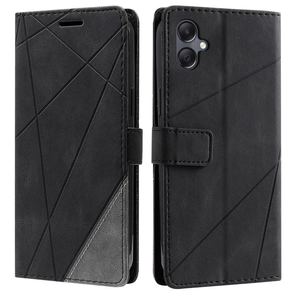 For Samsung Galaxy A06 4G Case Imprinted Lines PU Leather Splicing Wallet Phone Cover