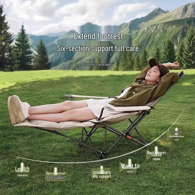 Portable Folding Office Recliner Chair with Leg Rest for Sitting & Sleeping