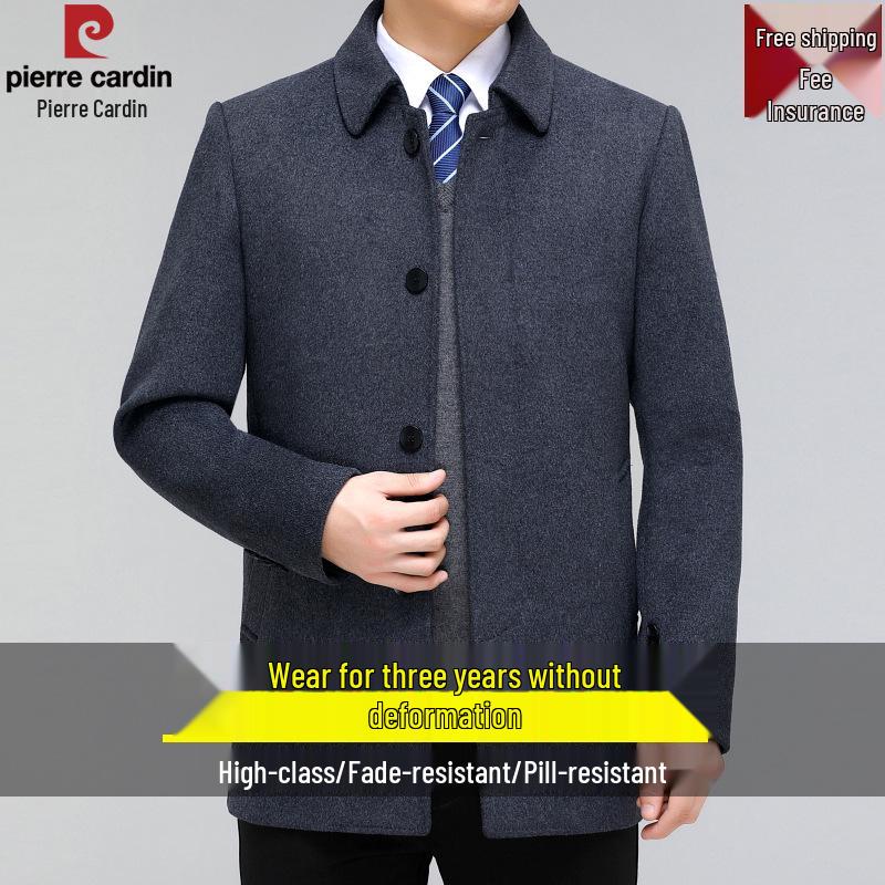 Мужское кашемировое шерстяное пальто Pierre Cardin - Утолщенное средней длины для среднего и пожилого возраста Size 195 [185-200 lbs]
