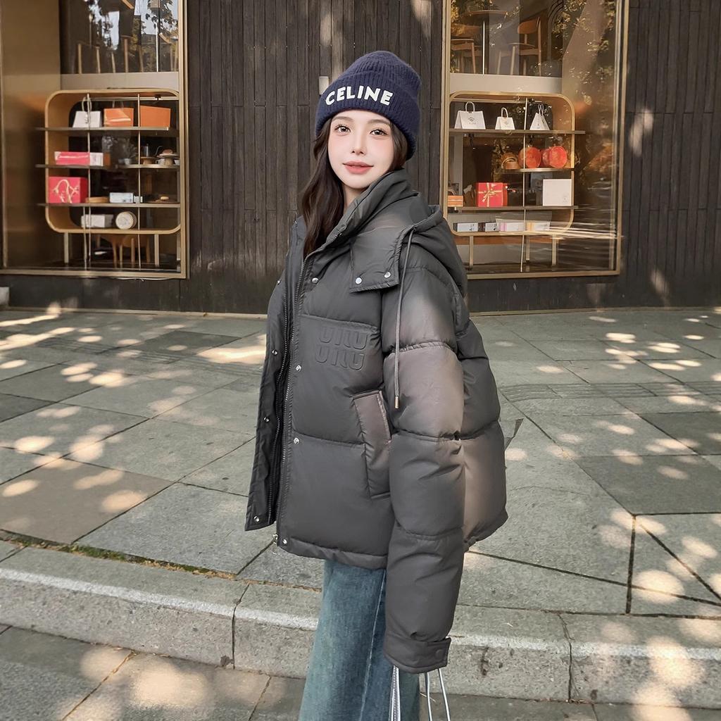 Leave-in PU leather labeling short down cotton clothes women's season new bread clothes small warm jacket