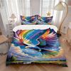 3pcs Eagle Rainbow Soft Comfortable Bedding Set, For Bedroom, Guest Room And Dorm, All - Season Use, High-Definition Printing113