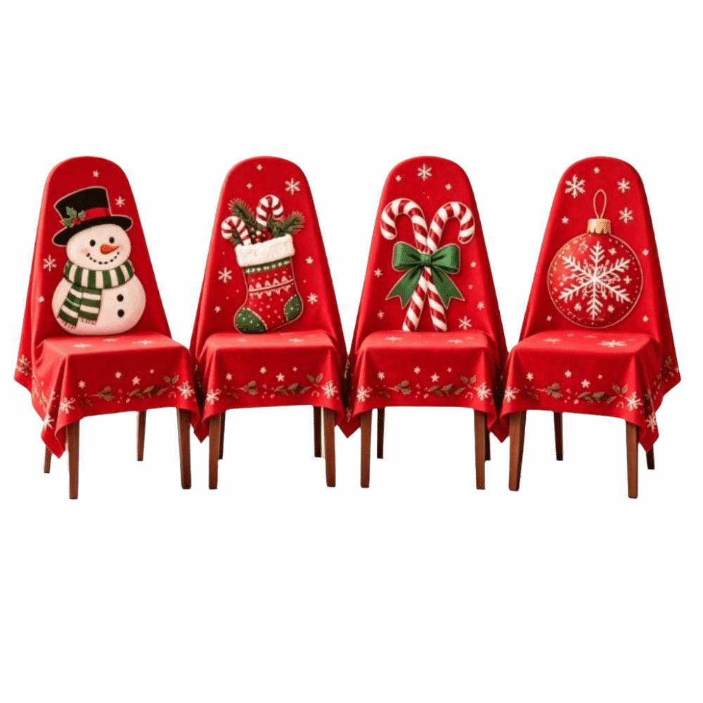 4 pcs Dustproof Chair Protective Sleeves Dwarf Santa Chair Dust Cover New Year Party Decor