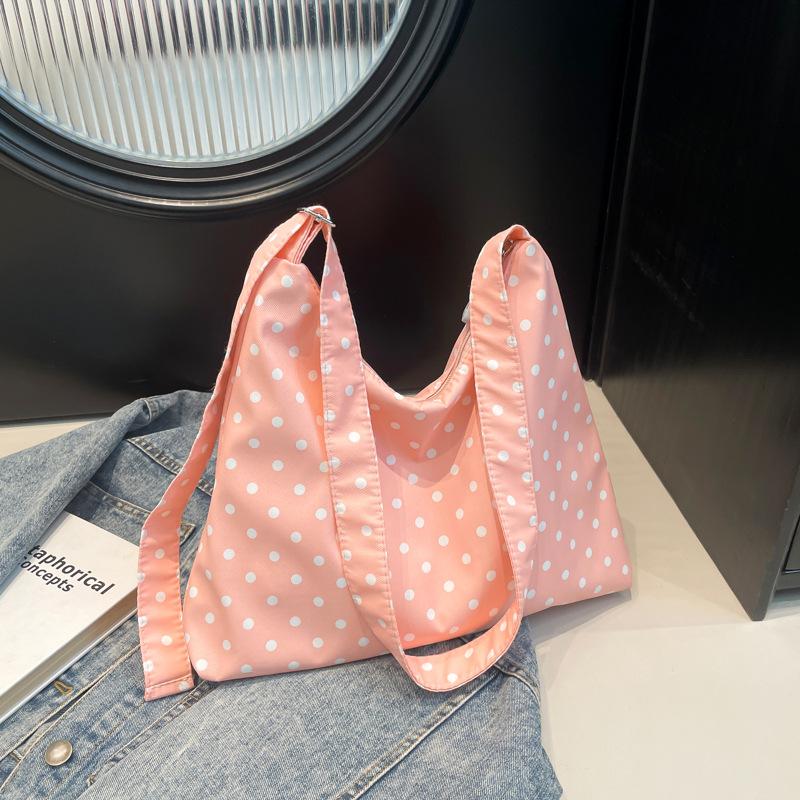 Literary polka dot crossbody women's bag small fresh floral girl shoulder bag underarm portable fashion large capacity tote bag