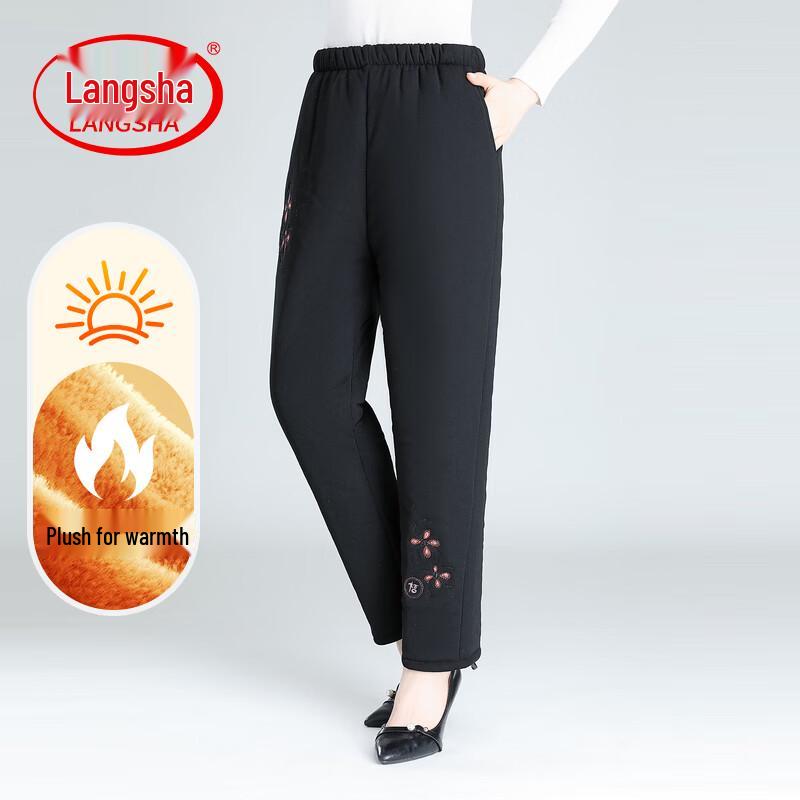 LangSha Women s Winter High Waist Plush Lined Warm Pants 3XL