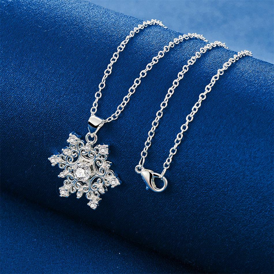 925 sterling silver 16-30 inch exquisite snowflake zircon pendant necklace for women's wedding fashion accessories jewelry