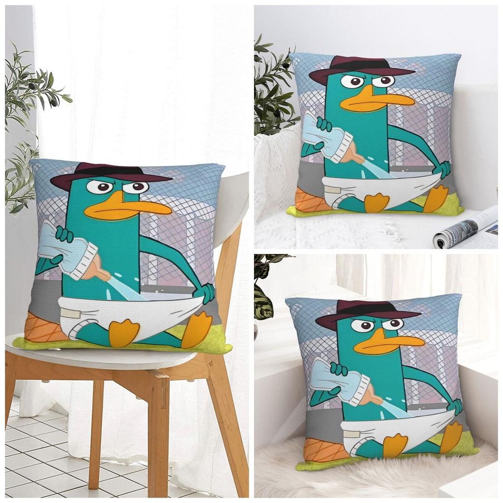Perry The Platypus Pillow Case P-Phineas and F-FerbS Cushion Cover Soft Design Funny Pillowcases For Sofa Home Decorative