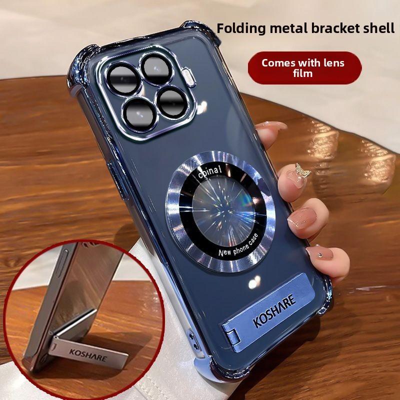 Voor Xiaomi 17T/17T Pro/15T/15T Pro Hoesje Stijlvol Hoge Transparantie Gegalvaniseerd Magnetische Stand Anti-kras Bumper Cover Funda