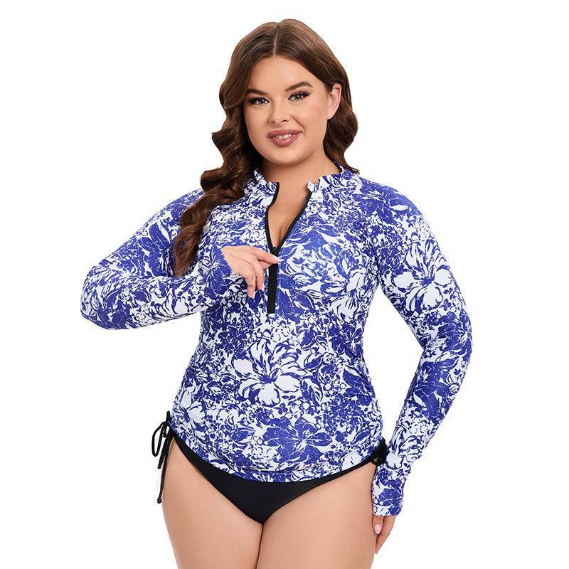 Women's Long-sleeved Sunscreen Split Large Size Women's Swimsuit Slim-fit Swimsuit