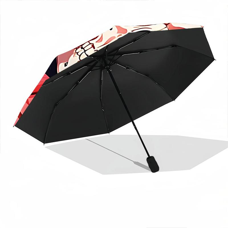 1pc Romantic Skulls & Roses Auto Open Close Umbrella, Portable Folding Design with Iron Frame for Outdoor Use, Perfect Gift for Fans, Travelers,