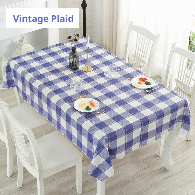 Waterproof and Oil-proof Solid Color PVC Table Cloth Anti-scalding and Washable Plaid Table Cloth Simple Rectangular Round Table Cover Cloth