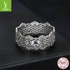 Glamour Lace Moissanite Wide Ring, Elegant Luxury Glamour S925 Sterling Silver Ring Jewelry