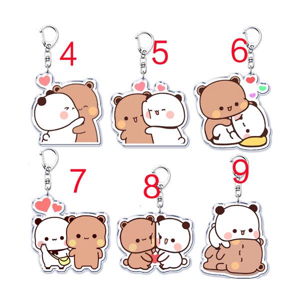 

Acrylic Cartoon Bear Keychain with Lobster Clasp - Cute Bubu & Dudu Duo Keyring Accessory.