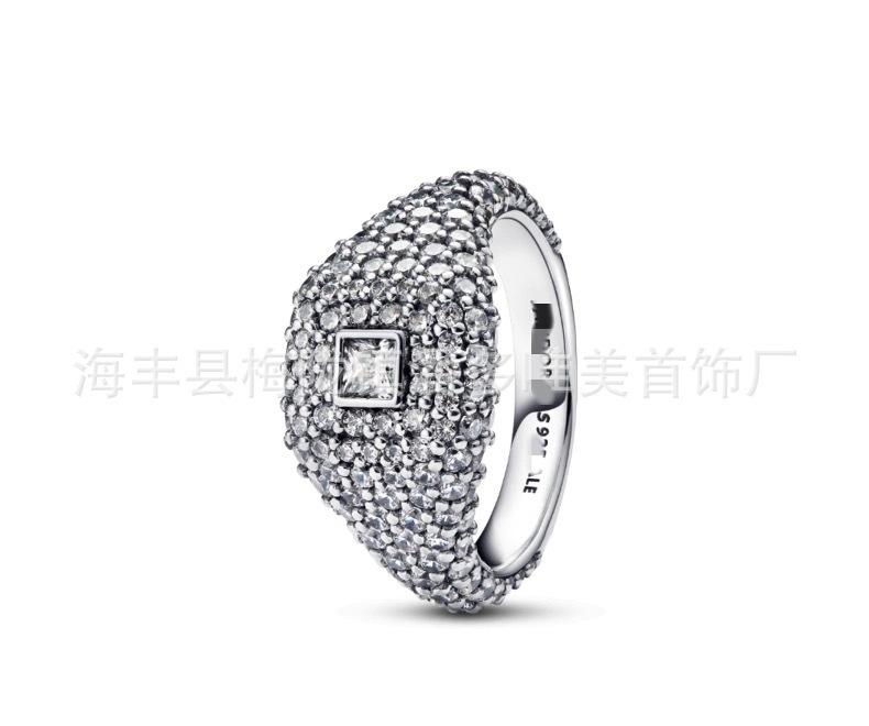 Copper S925 Elegant Heart Skull Ring Featuring Modern Geometric Design For Women