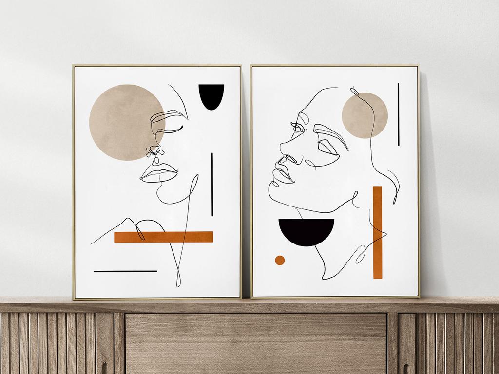 Set of Two Posters Portrait One Line