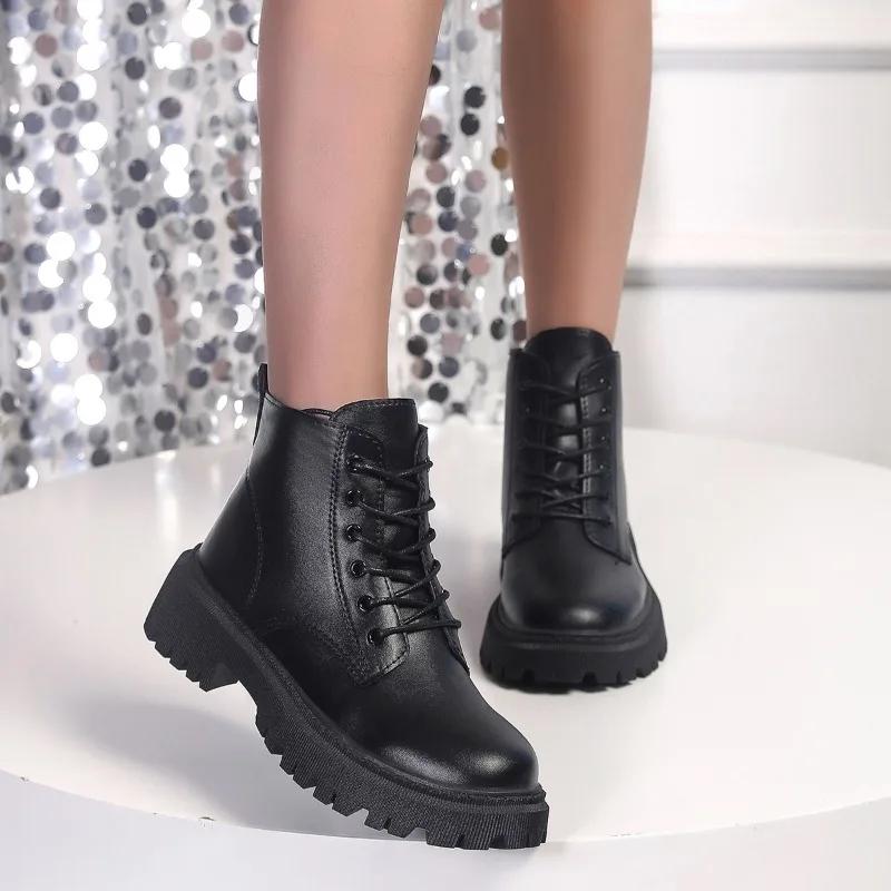 

Fashion 2025 High Quality Plus Size Slip-on Women s Boots Autumn British Style Motorcycle Ankle Boots Soft Bottom Casual Ladies Shoes 43