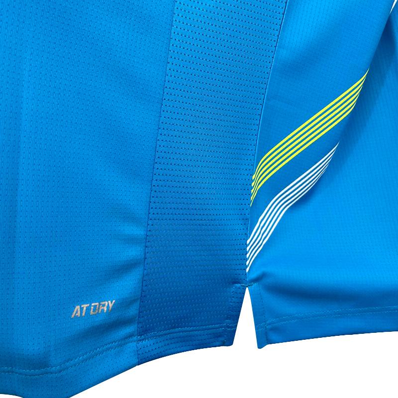 Li Ning High Street Gradient Stand Collar Pullover Fashion Comfortable Short Sleeve Badminton Shirt Unisex shirts Light-Blue AAYV051-4