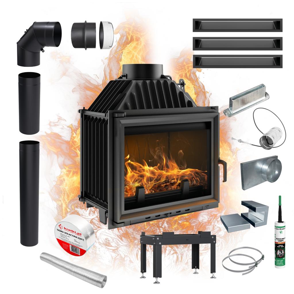 Air Fireplace Insert KRATKI MAJA 8kW Ø 200 Ecodesign Cast Iron SET