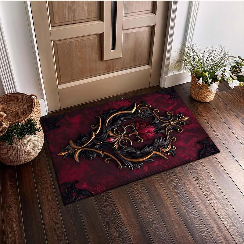 

Crystal Velvet Gothic Relief Aesthetic Carpet Rug Anti-slip Floor Mat for Bedroom, Porch, Indoor Corridors, Living Rooms, Kitchens, Bathrooms 60cm x 90cm