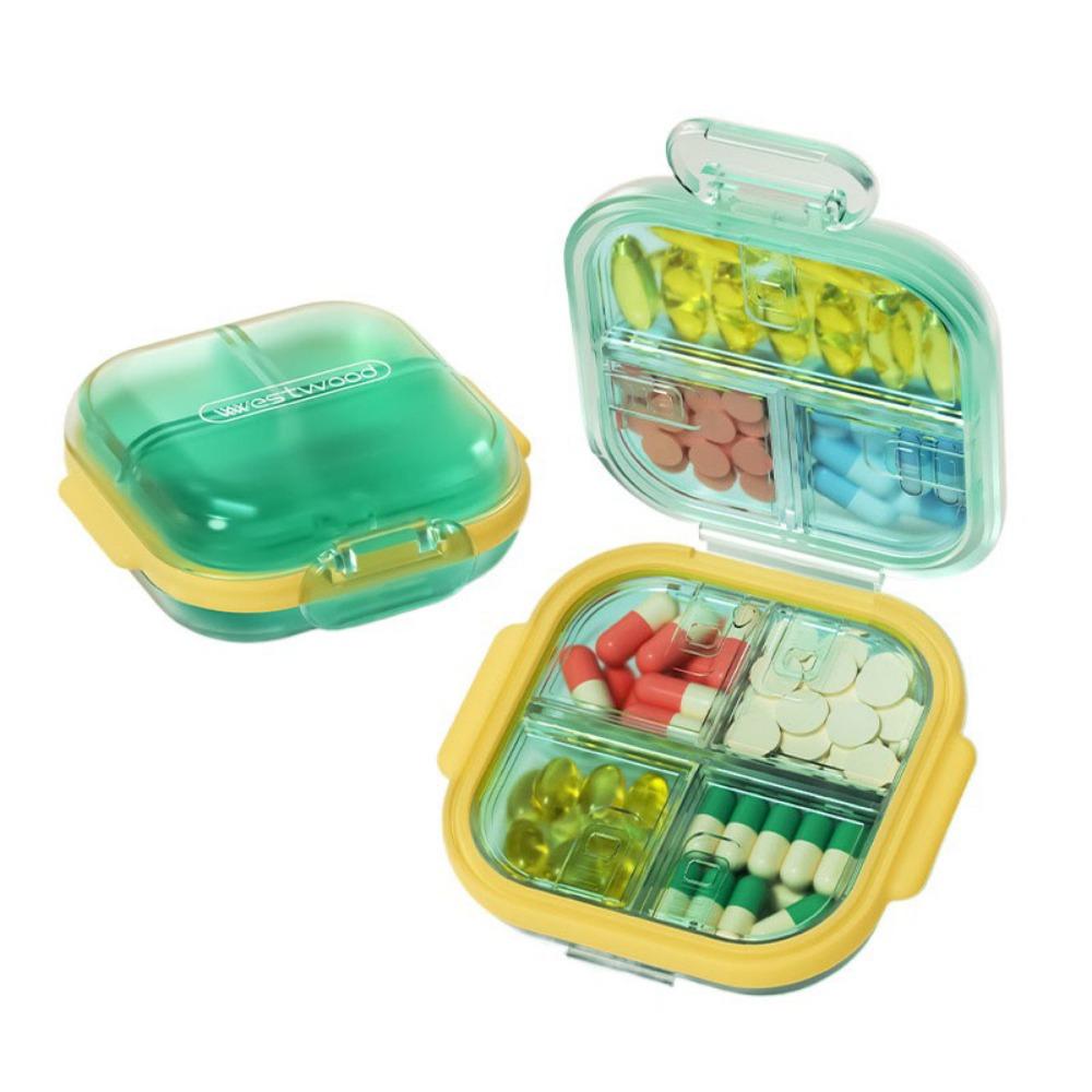 

Sealed Portable Mini Pill Box Moisture Proof Travel Medicine Case Home зелёный