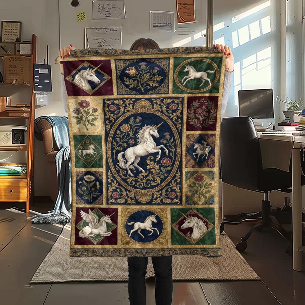Unicorn Animal Print Flannel Blanket, High quality Comfortable for All Seasons, Home Decor, Warmth and Comfort, Perfect for Christmas Gifts139