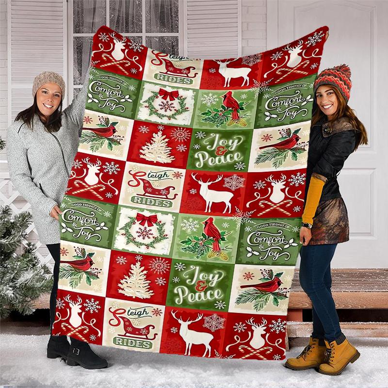 Christmas Theme Printed Blanket - Perfect for Couch, Bed, Travel & Outdoor Use | Machine Washable, Cozy & Durable.