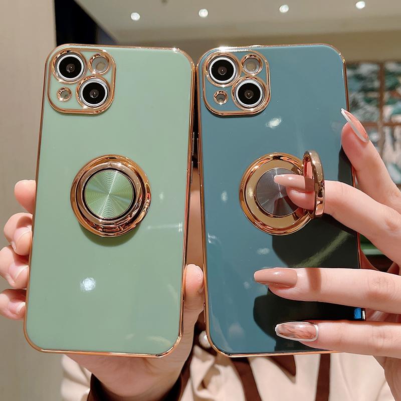 Luxury Plating Finger Ring Holder Case For Iphone 13 14 Pro Max 12 Mini Xs Xr X 8 7 Plus Se Soft Phone Cover For Iphone 11 Case