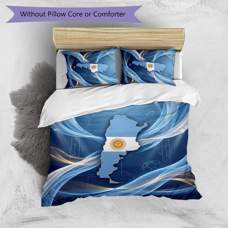 Set Biancheria da Letto Stampata Calcio Argentina 3 Pezzi Copriletto Traspirante Accogliente come Regalo per Inaugurazione Casa o Festa
