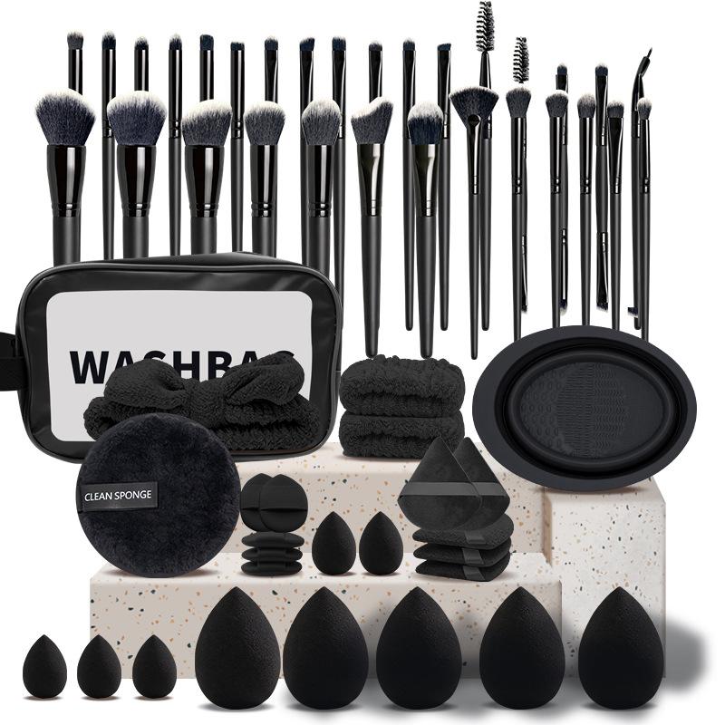 Premium 49-Piece Makeup Brushes Set Synthetic Bristles Wood Handles Travel-Friendly Face Eyes Application Includes 30 Brushes +