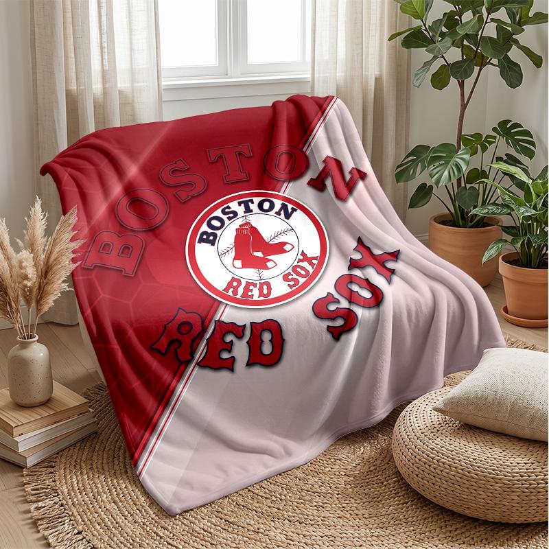Boston Red Sox Flannel Fleece Blanket Cozy Warm Throw Blanket For Couch Bed Travel All Season Use