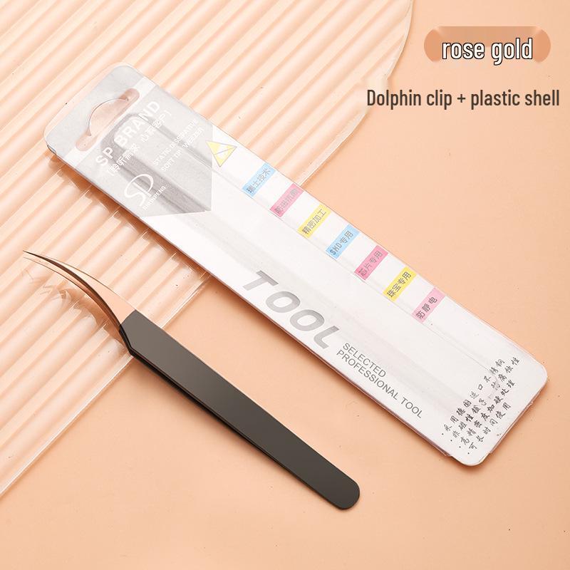 Stainless Steel Black Gold Feather Dolphin Tweezers for Beauty and Manicure