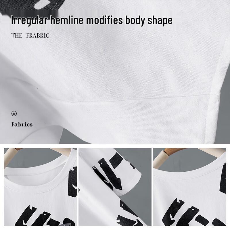 Dam T-shirt med lös passform, färgblock, bokstavstryck, rund halsringning