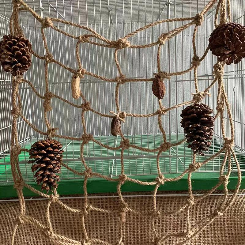 Parrot Climbing Net Swing Rope Net Bird Stand Net Hammock with Hook Bird Hanging Climb Chewing Pet Bird Toys