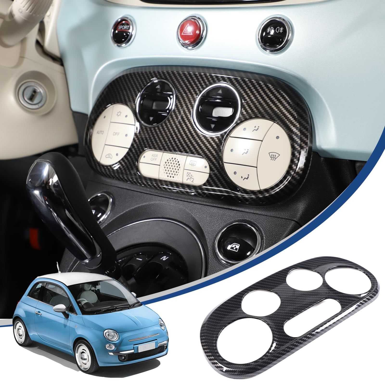 

Hcilloend Air Conditioning Switch Panel Cover for New Fiat 500 Air Vent Switch Car Vent Switch Made of Easy Interior Custom Car Supplies Fiber