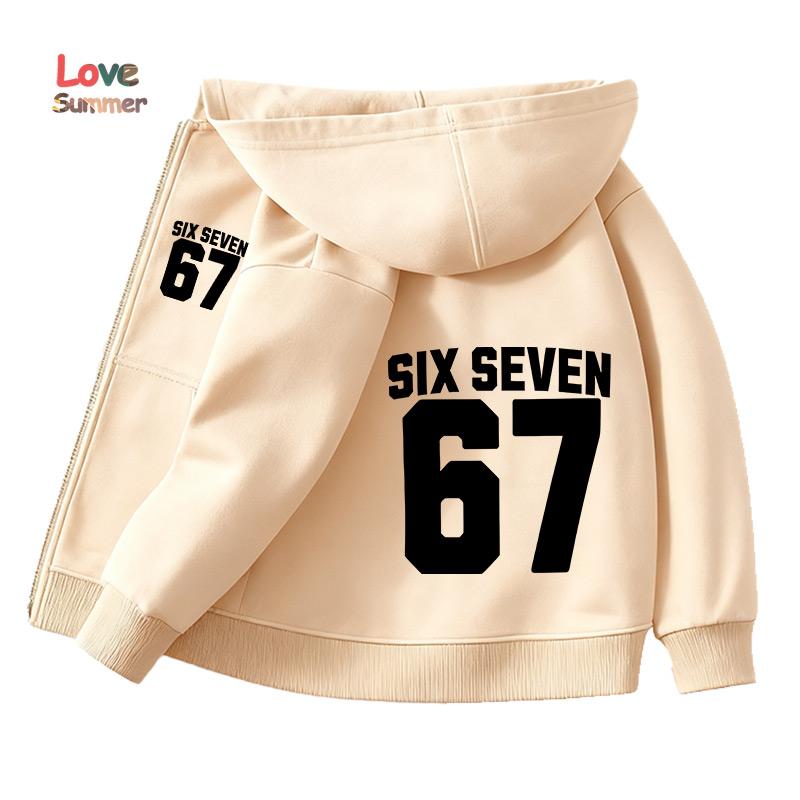 

67 Куртка зі блискавкою худі унісекс Six Seven Італійський Brainrot Харадзюку З капюшоном Весна Осінь Повсякденний Тонкий Верхній одяг Дитячий одяг Подарунок 120