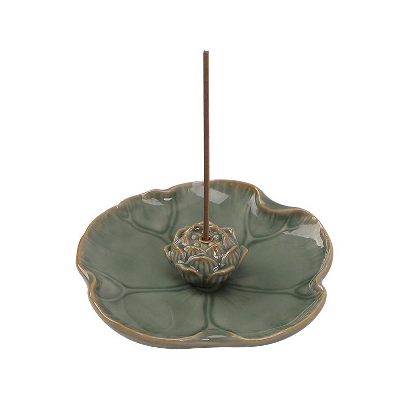 Ceramic Lotus Incense Burner Stick Holder Zen Home Decor Vintage Sandalwood Meditation Living Room Ornament Gift