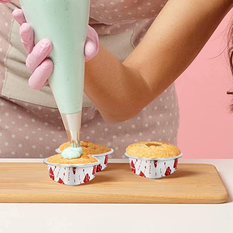 10Pcs/Set 100Ml Heart Shaped Aluminum Foil Cake Cup With Lids Baking Pans
