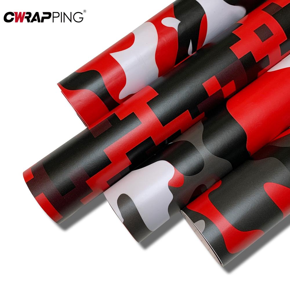 Car Red Camo Film PVC Waterproof Self Adhesive Camouflage Film Auto Body Color Change Sticker for Auto Motorcycle Stickers