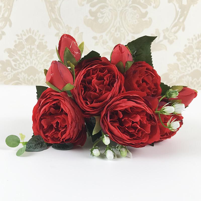 

Искусственное украшение для свадьбы в корейском стиле, маленький пион и роза Филиппоса, 5 головок