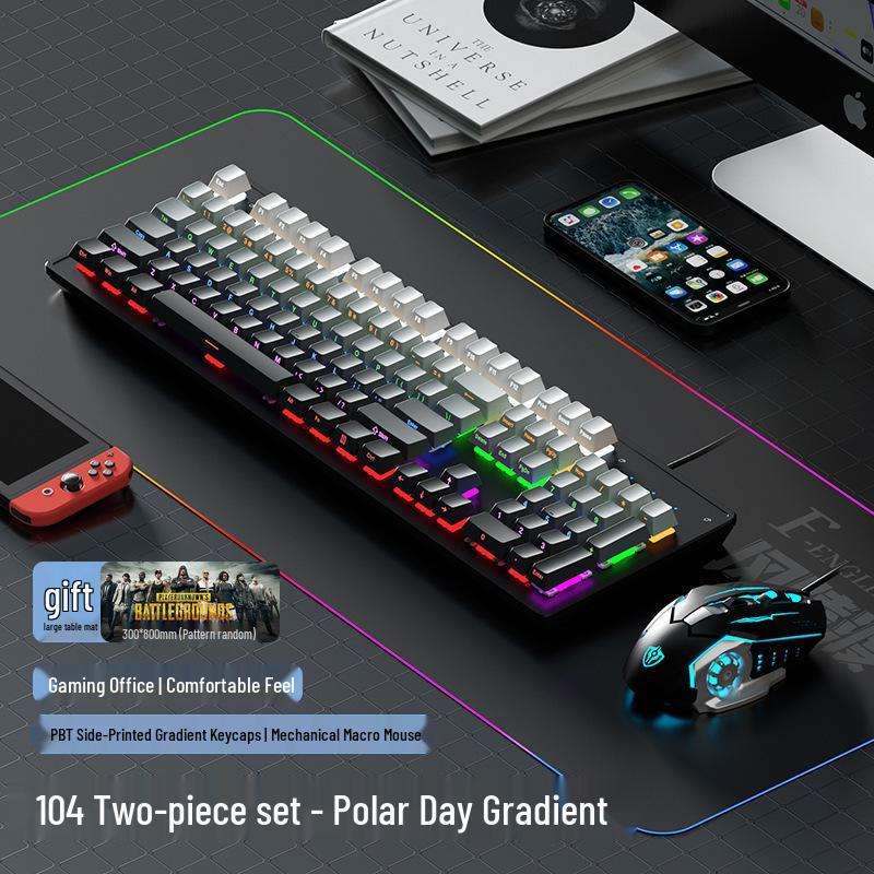 Fenglingdu 87-Key Wired Mechanical Keyboard with Blue, Red, Brown Switches - Gradient, Side-Engraved, Ideal for Gaming and Office Use.