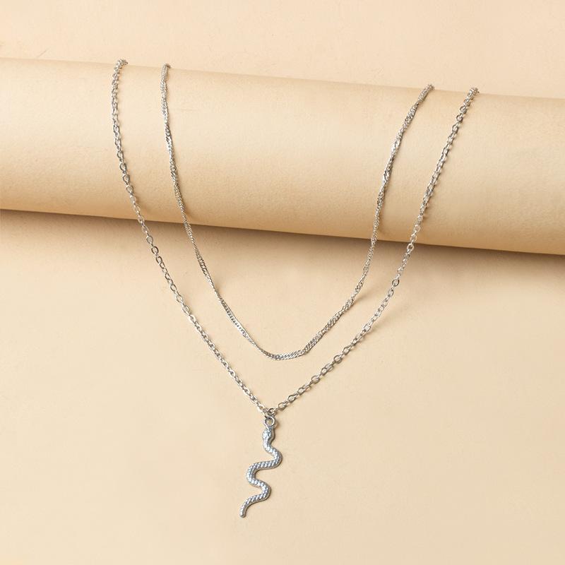 Alloy necklace wholesale European and American popular jewelry fashion multi-layer love water drop pendant retro women's collarbone chain