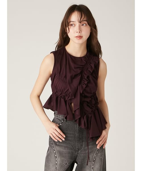 Lily Brown Asymmetrical Frill Cut Top DBRW Women's (LWCT252004)