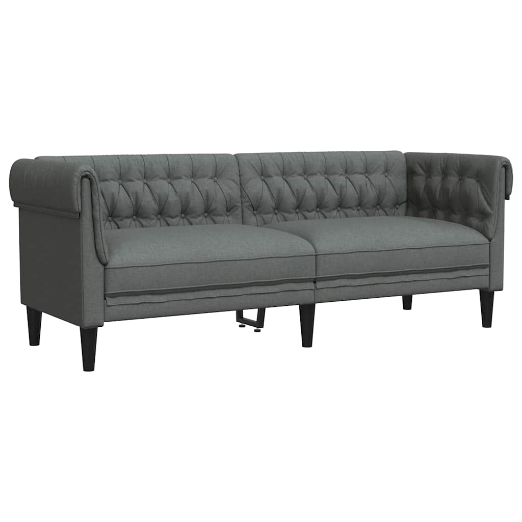 Chesterfield Sofa 3-Sitzer Dunkelgrauer Stoff