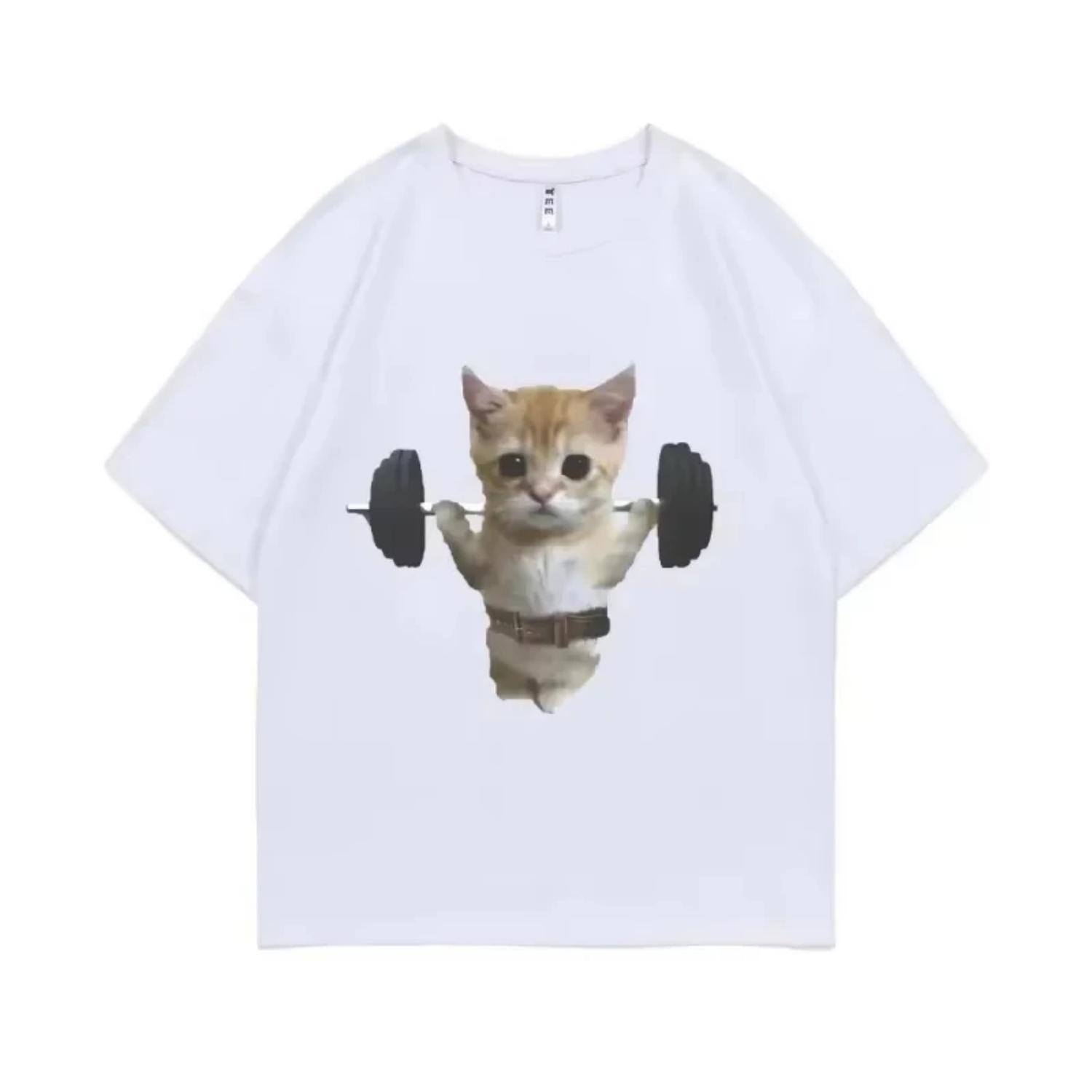 

Летняя смешная футболка для зала с графическим принтом кота Сэма Сулека для мужчин и женщин, милая футболка для фитнеса, футболка-прикрытие для пампинга, женская футболка-мем с коротким рукавом S чёрный