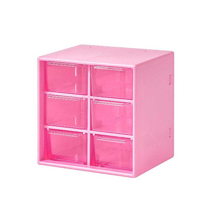 1pc-New Transparent Girl Pink Table Top Leather Band Hair Ornament Small Items Large Capacity Compartment Drawer Storage Box