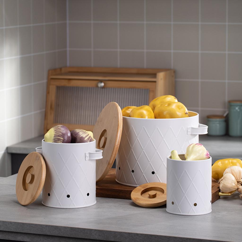 1/3 Pcs Garlic Potato Onion Keeper Fruit Pot/Storage Box Kitchen Storage Canisters Set Food Container Jars Buckets with Lid