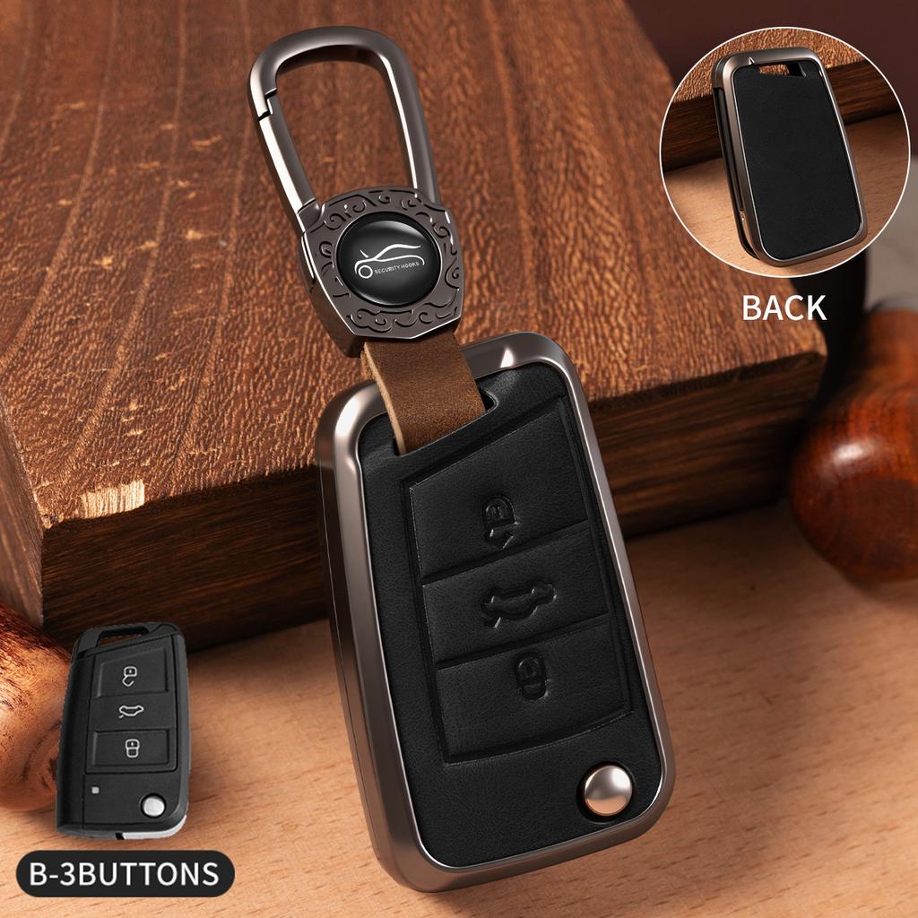 Car Zinc Alloy Flip Key Case Cover Holder For Volkswagen VW Golf 7 For Skoda A5 Fabia A7 Kodiaq Karoq Key Chain