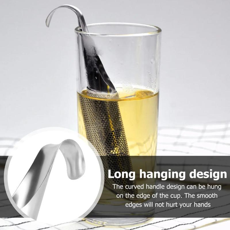 Stainless Steel Tea Strainer Fine Mesh Infuser with Hanging Hook Tea Diffuser Steeper Pipe Filter for Loose Leaf Tea